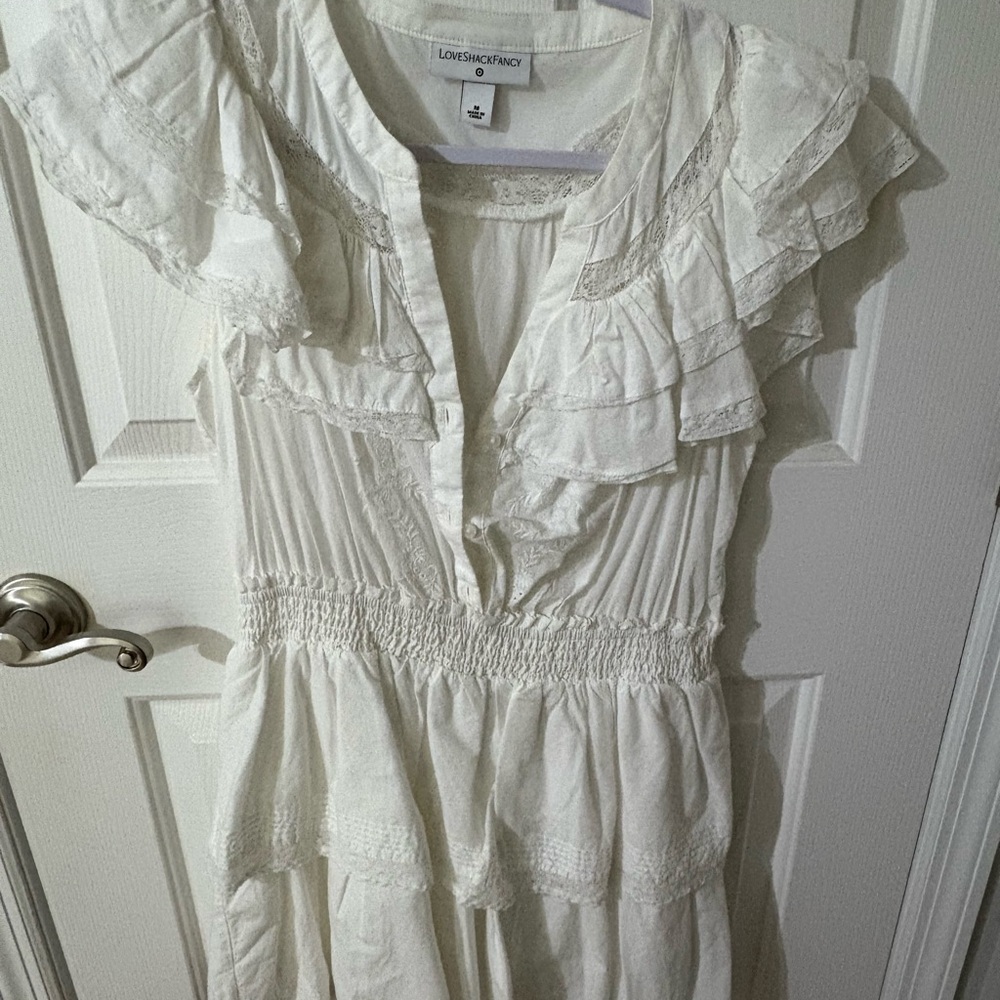 LoveShackFancy White Ruffled Tiered Maxi Sundress